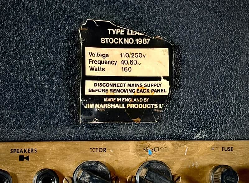 1974 Marshall JMP 1987 Mk II 50-Watt Head – Serviced