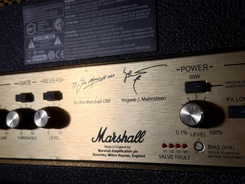 Marshall YJM100 Yngwie Malmsteen Signature 2-Channel 100-Watt Guitar Amp Head 2011 - Black – image 7