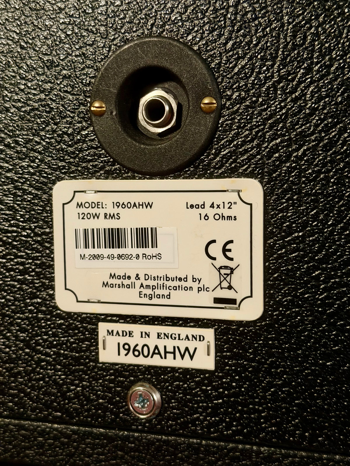 Marshall 1960AHW Handwired 120-Watt 4x12" Angled Guitar Speaker Cabinet 2009 - Black – image 6