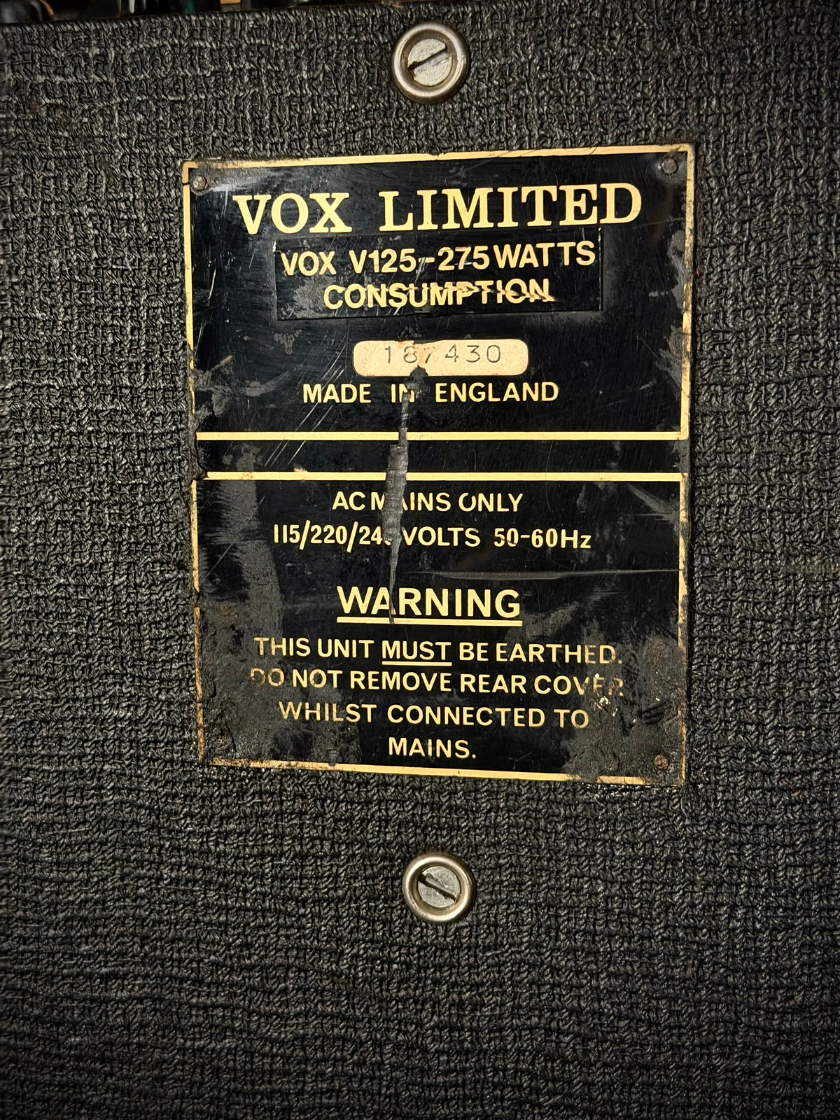 Vox V125 Bass 125-Watt 1x15" Piggyback Bass Amp 1981 - 1983 - Black – image 5